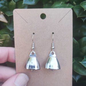Silver Colored Mini Cowbell Earrings
